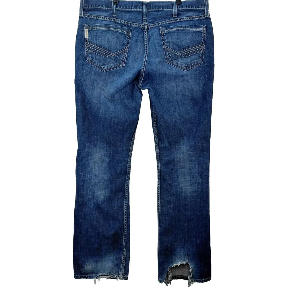 Cinch Ian Jeans Mens 38x34 White Label Blue Denim Straight Leg Distressed Grunge